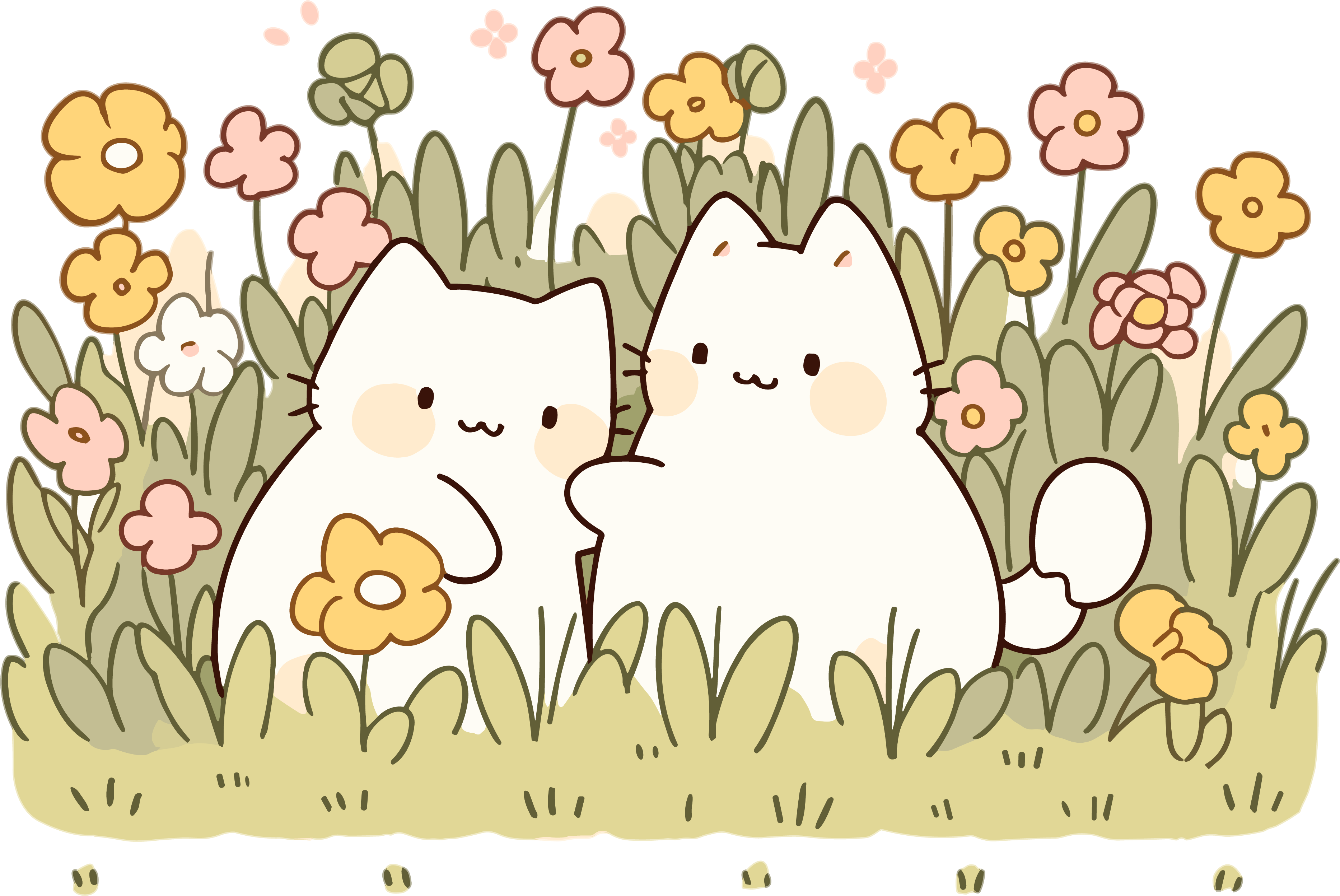 卡通风格可爱猫咪简约线描素材