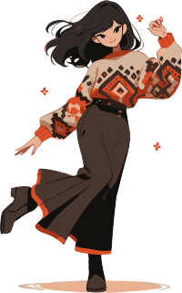 超酷中国女孩扁平插画