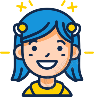可爱头像蓝色头发女孩插画