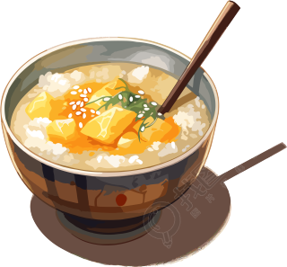 水彩亚洲汤饭商业设计插画