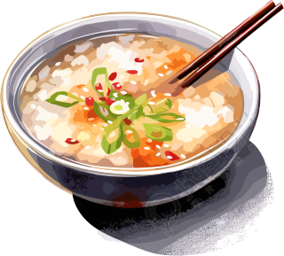 美味咸粥水彩插画元素