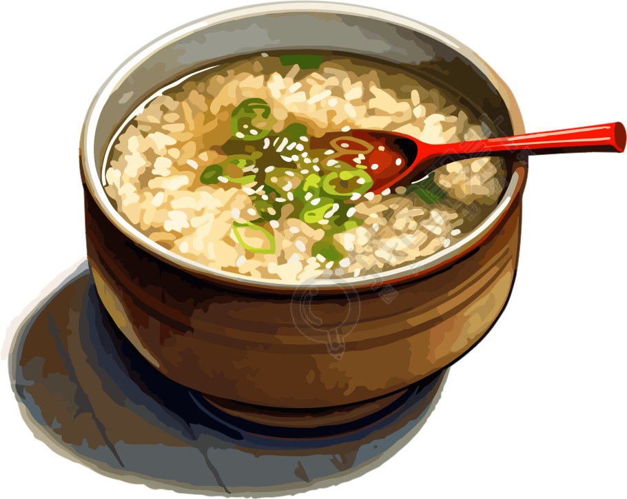 透明背景大米粥美食素材