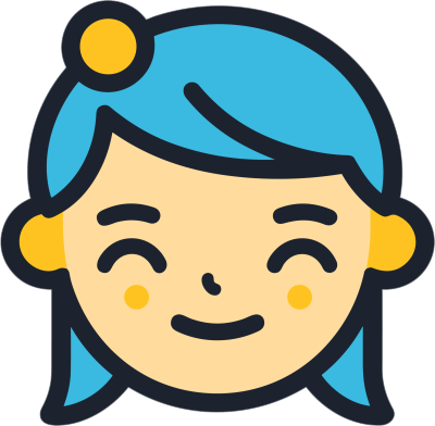简约蓝黄色可爱女孩现代线性图标插画