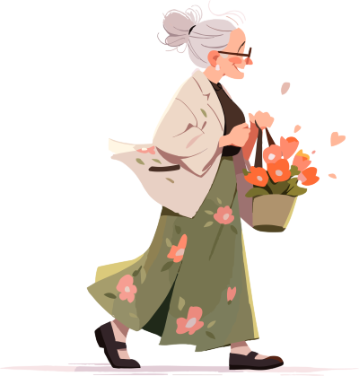 优雅老太太迷人插画设计元素