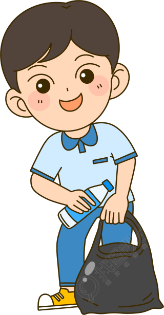 保护环境捡垃圾的学生商用素材