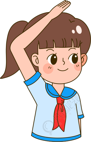 手绘敬礼女孩可爱童趣风插画