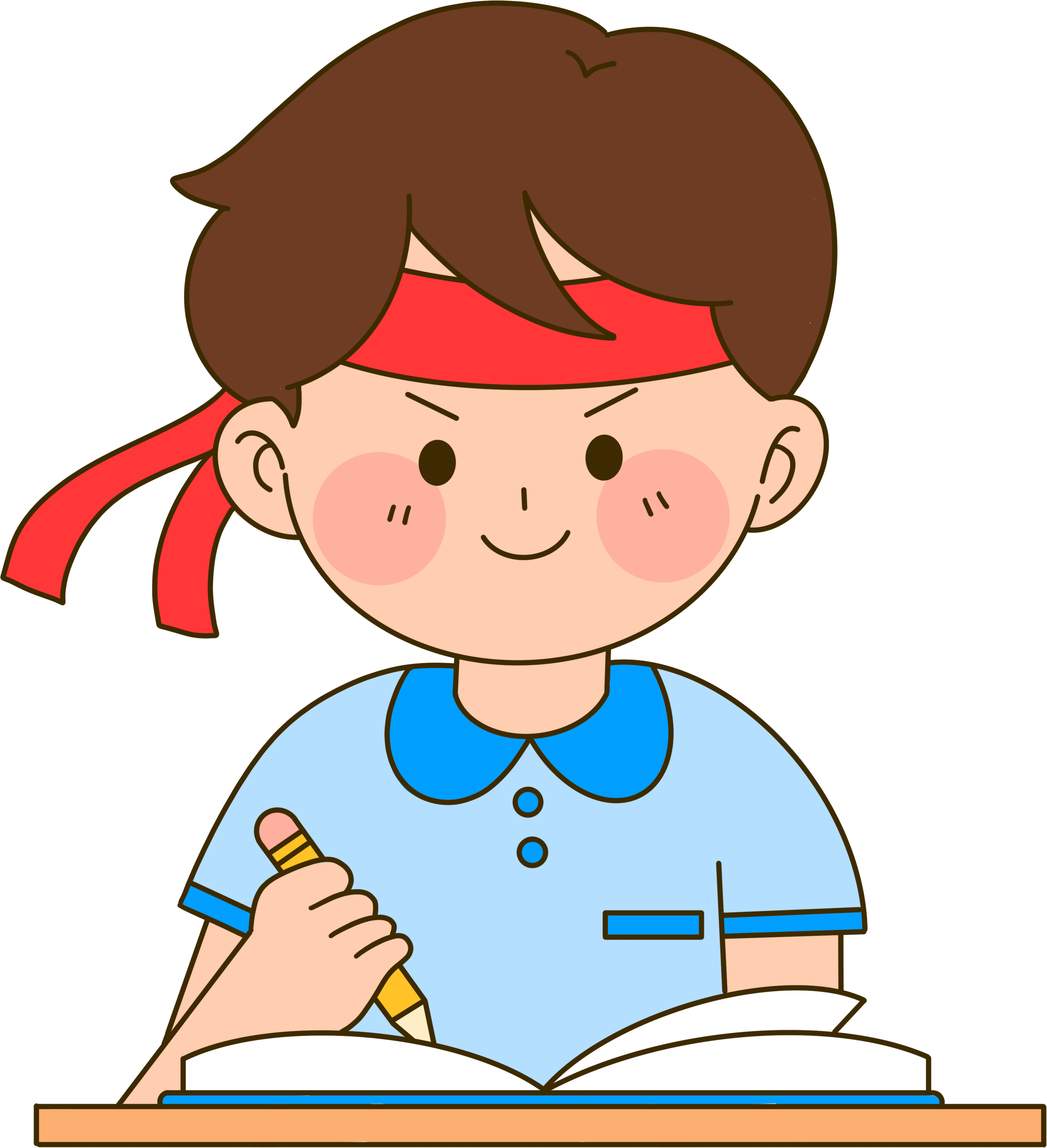 勤奋学习的男生手绘插图