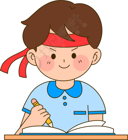勤奋学习的男生手绘插图