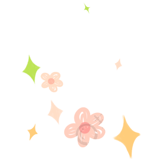 手绘粉色小花彩色星星可爱风装饰插画