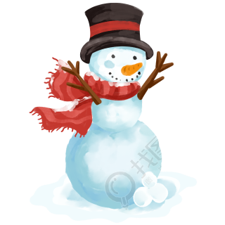 小雪时节搞怪的雪人手绘插画
