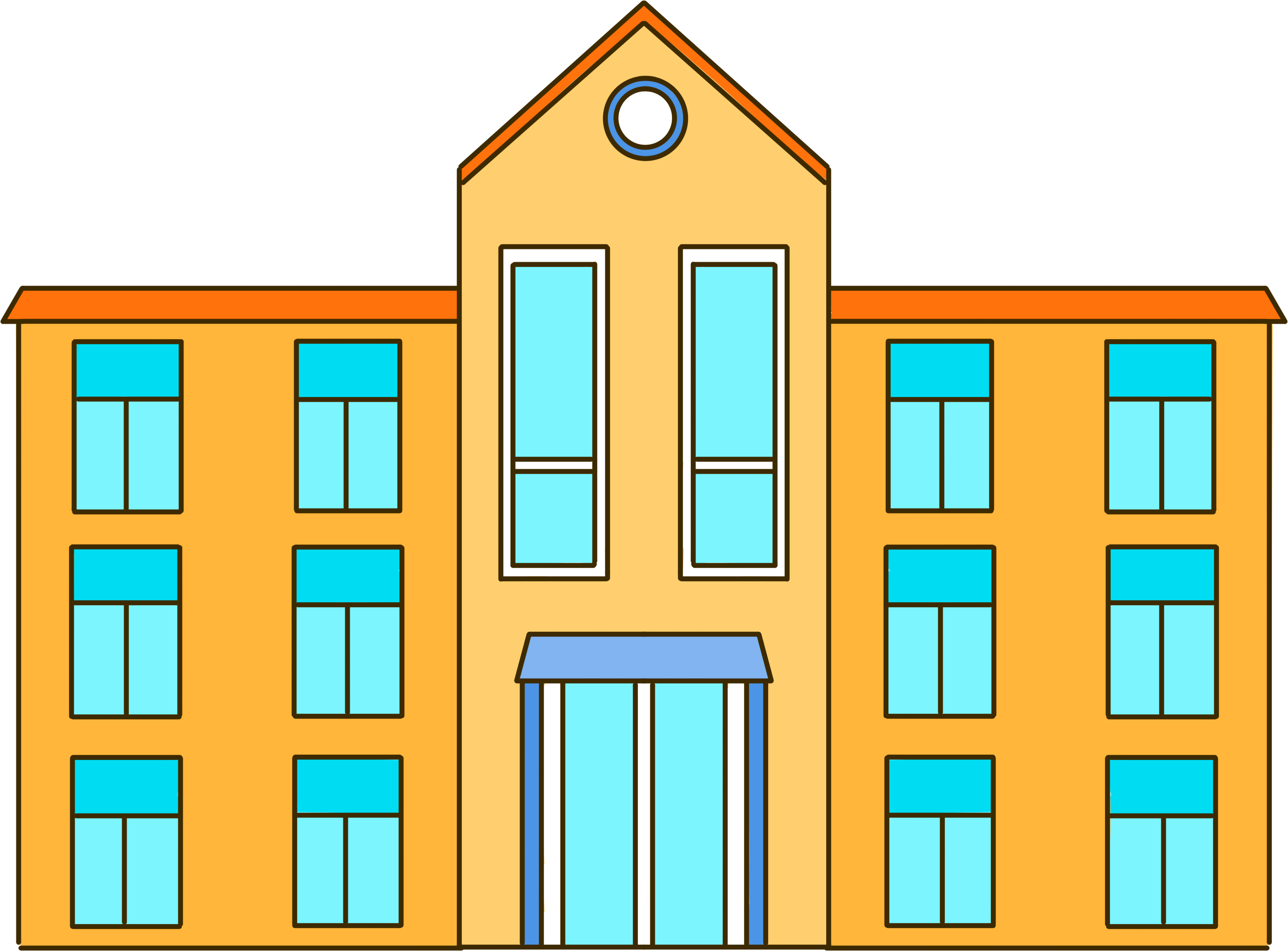 粗线条手绘学校教学楼插画