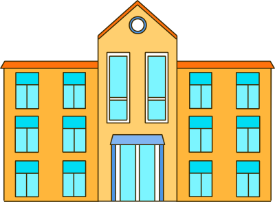 粗线条手绘学校教学楼插画