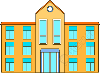 粗线条手绘学校教学楼插画