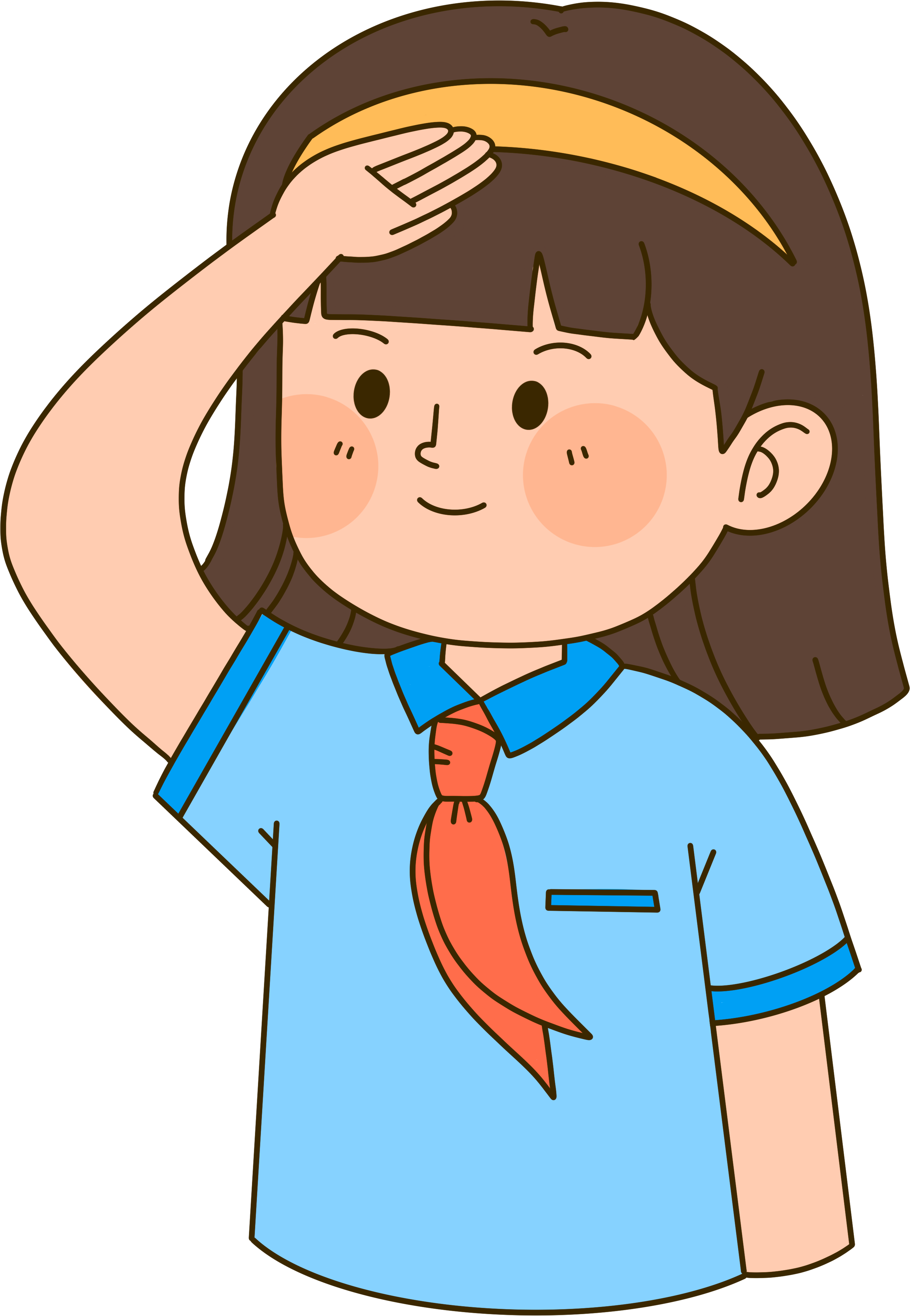 透明背景带红领巾的敬礼小学生插图