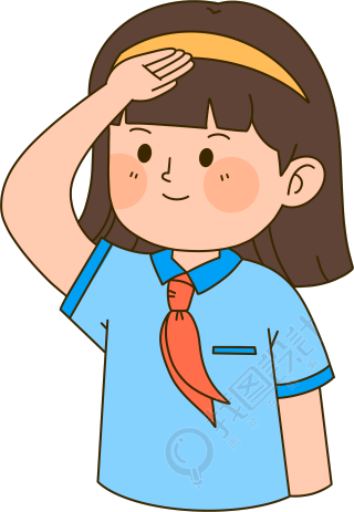 透明背景带红领巾的敬礼小学生插图