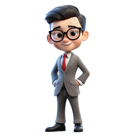 卡通人物商务男士透明背景素材