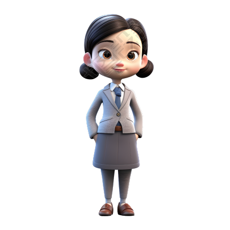可商用卡通图案穿职业装的女孩素材