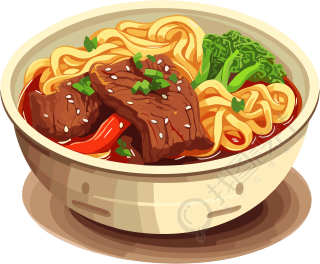 香喷喷的牛肉面冬季美食插画