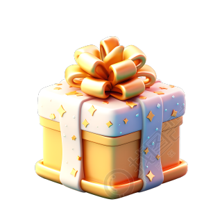 可爱风格的3D圣诞礼物图标插画