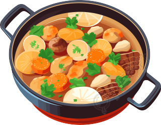 冬季美食海鲜汤简约白底素材