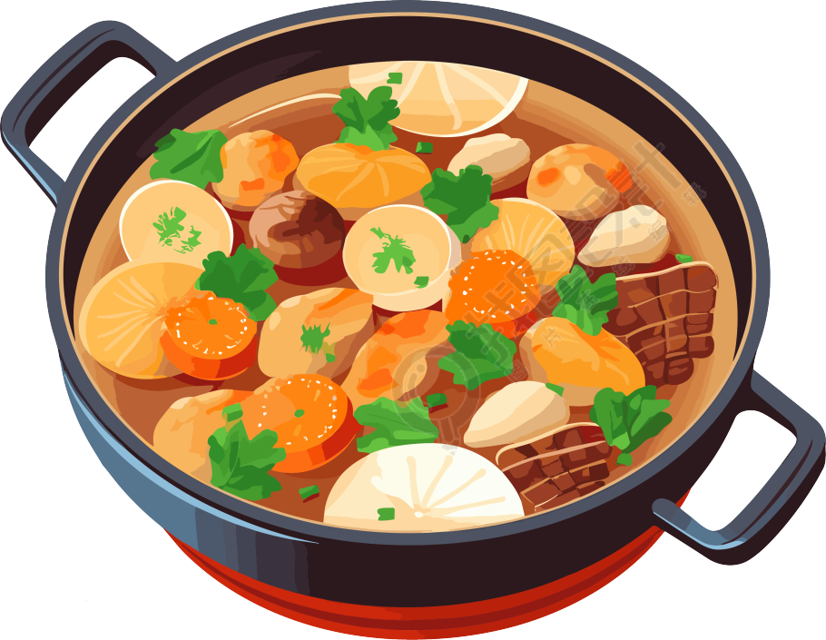 冬季美食海鲜汤简约白底素材