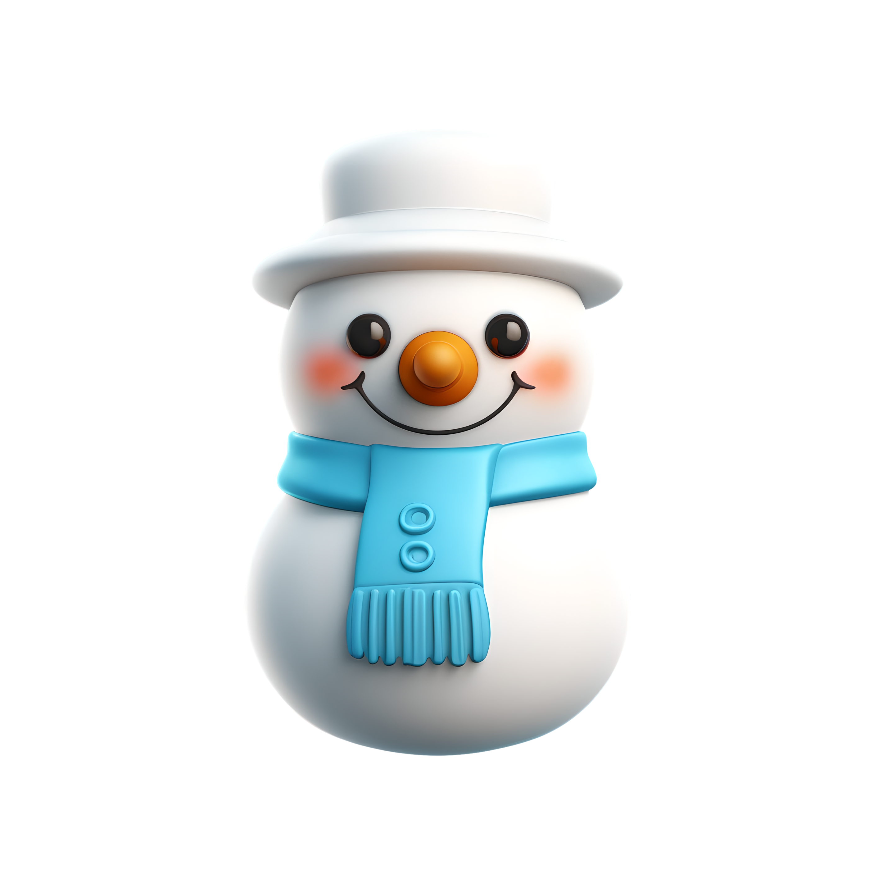 透明背景白色小雪人3D渲染素材
