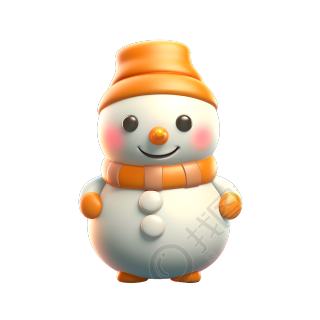 3D立体带围巾的小雪人商用素材