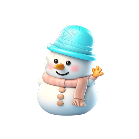 圣诞元素3D图标可爱小雪人素材