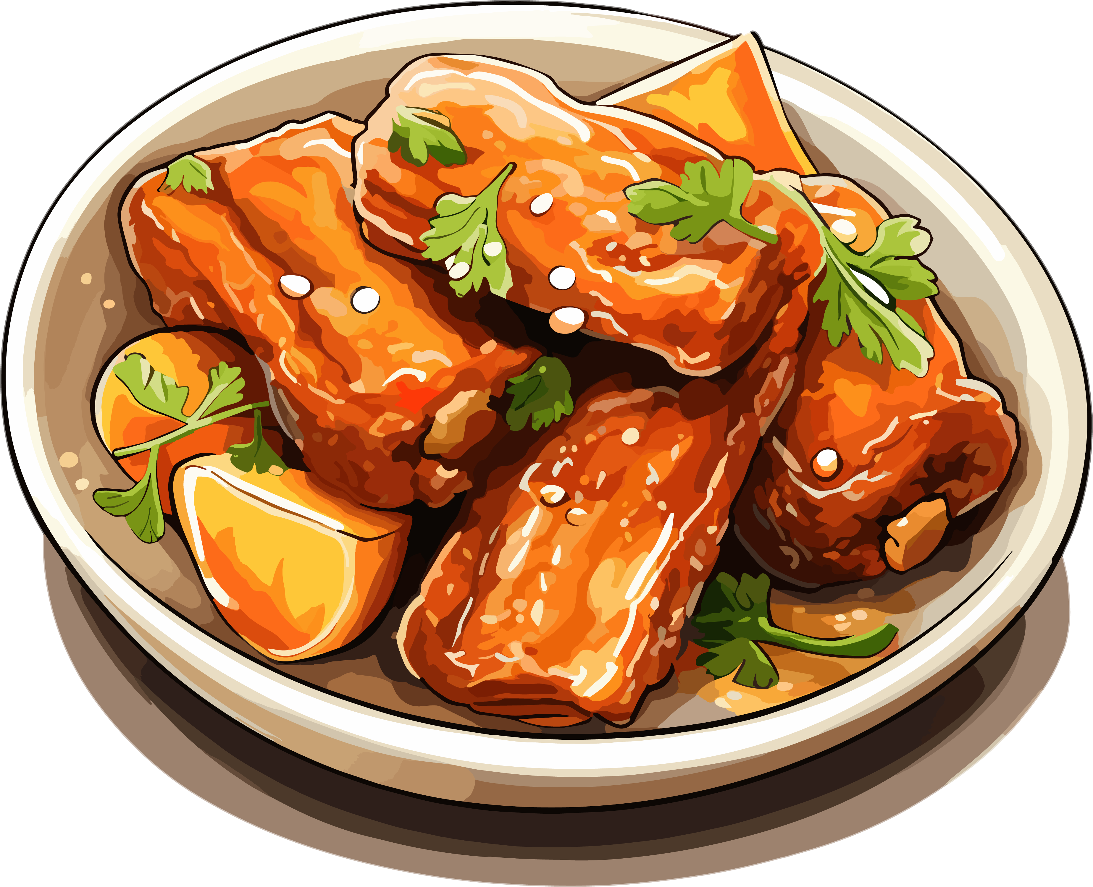 糖醋小排冬季美食矢量简约素材
