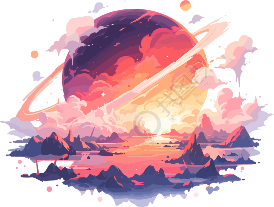 2D创意设计外星球插画