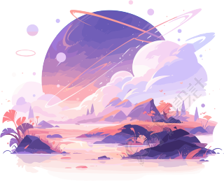 明亮白底的商业插画外星球素材