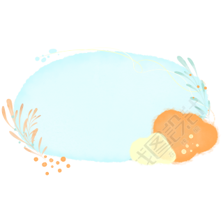 手绘浅蓝色展示框PNG插画