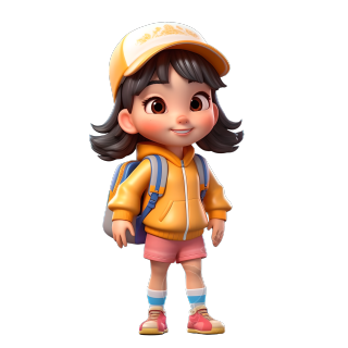 卡通风格小学生3D插画设计素材