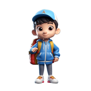 卡通盲盒风格中国男学生PNG素材