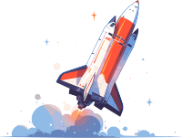 2D太空火箭插图