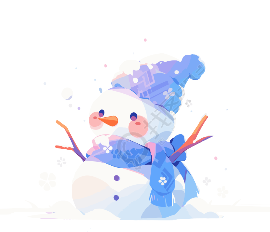 可商用小雪人圣诞插画