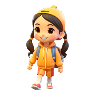 中国学生可爱小女孩PNG图形素材