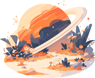 橙色行星商业插画设计元素