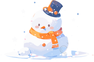 圣诞元素白色背景小雪人插画