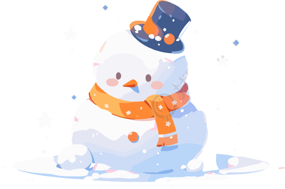 圣诞元素白色背景小雪人插画