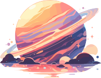 2D简约外星行星商业插画