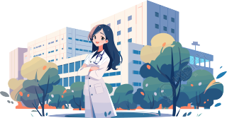 中国医生站在医院前透明背景素材
