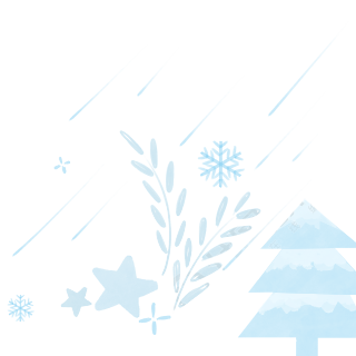 浅蓝色松树星星树叶雪花PNG插图