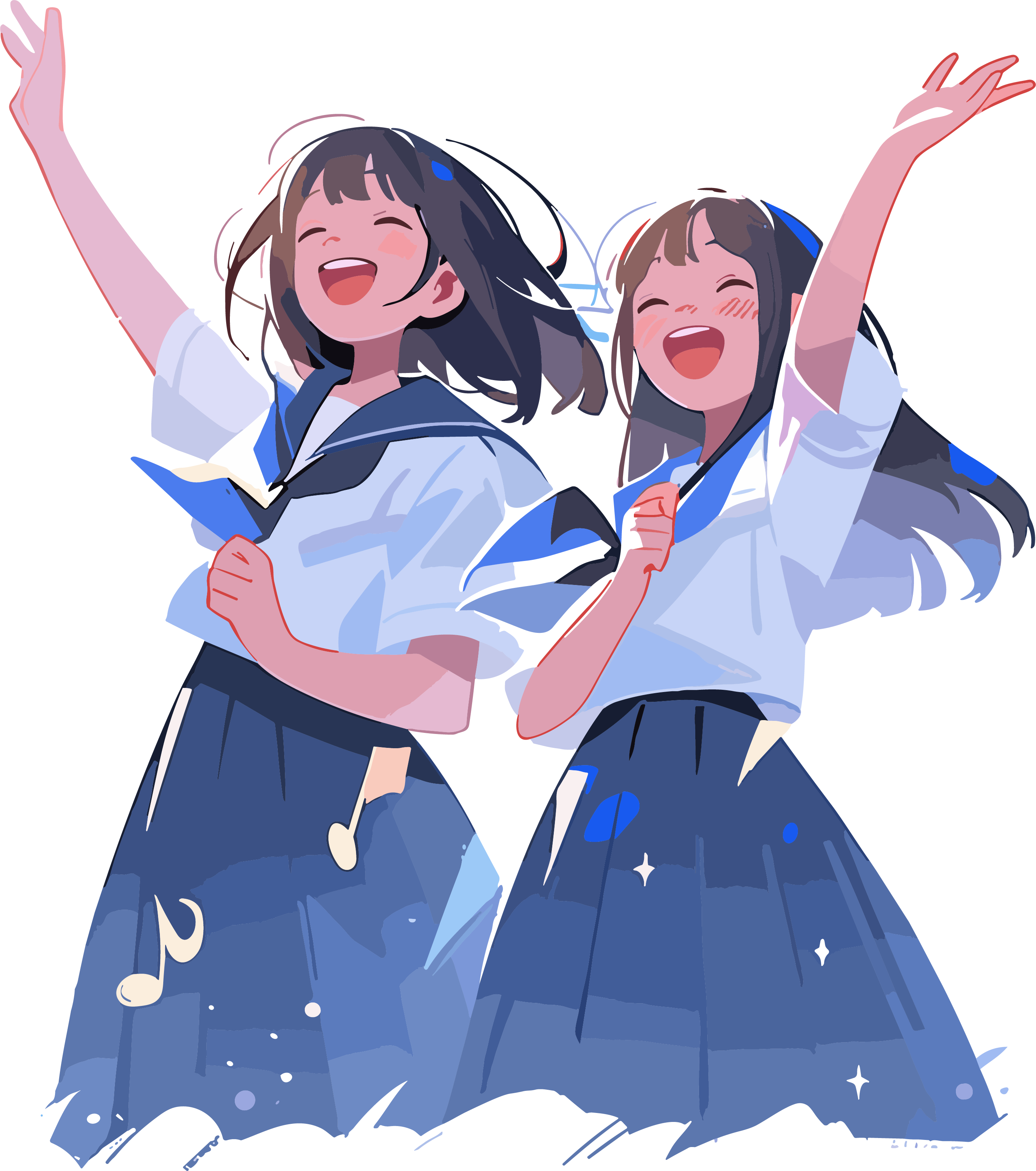 2D图形插画合唱女生设计元素