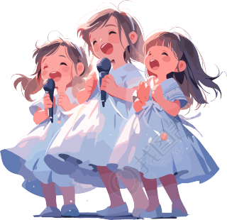 合唱的小女孩2D图形插画