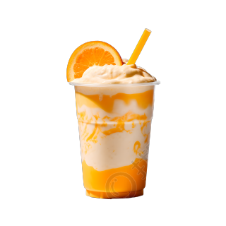 透明塑料杯装的美味奶昔商用插画