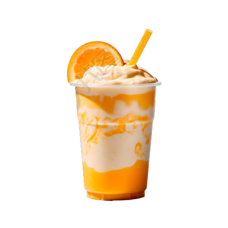 透明塑料杯装的美味奶昔商用插画