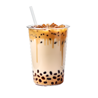带吸管的珍珠奶茶商用素材