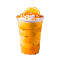 透明塑料杯装芒果奶昔插图