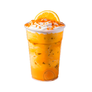 透明塑料杯装芒果奶昔插图
